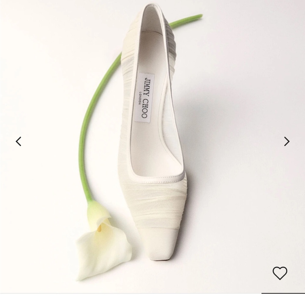 Jimmy Choo White Heels Square Toe Satin